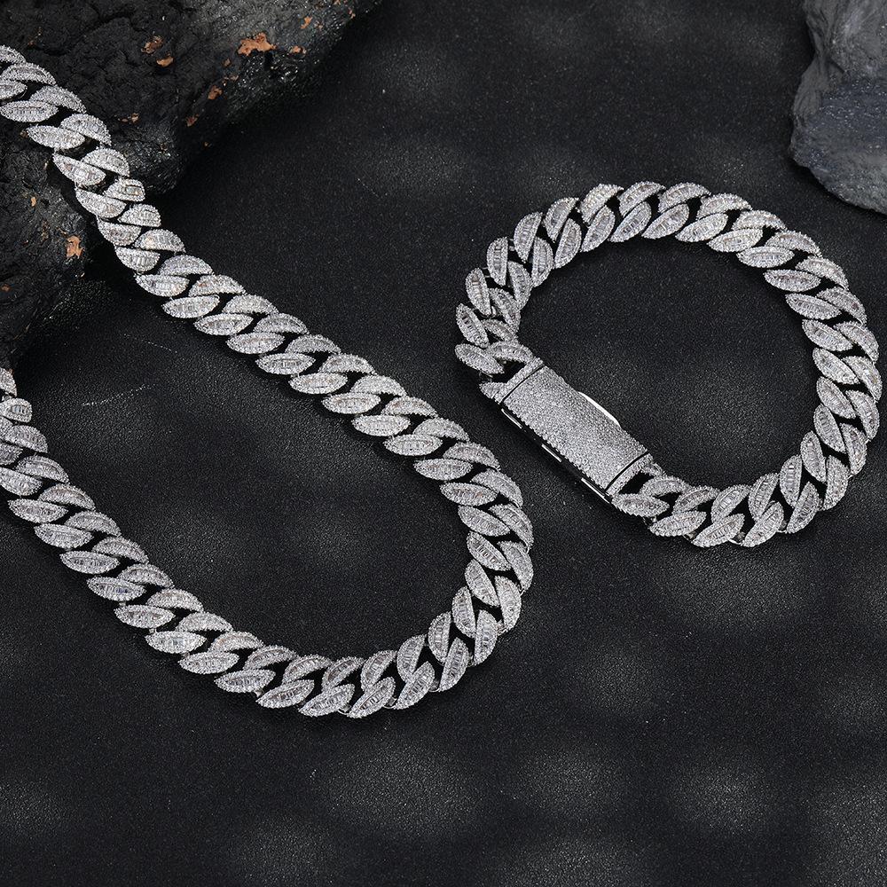 Fashion Hip Hop Rap Jewelry Box Clasp Cuban Link Bracelet 12mm Bling CZ Iced Out Baguette Cuban Link Chain Bracelet