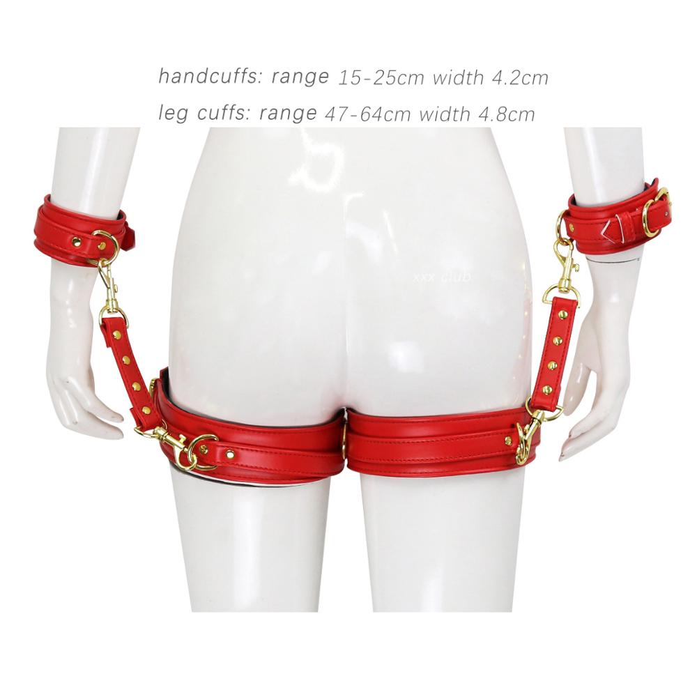 Thierry Bondage Restraint Игры для взрослых Секс-игрушки для женщин, манжеты на бедра, наручники, манжеты для ног, соединительный ремень, эротический фетиш-раб
