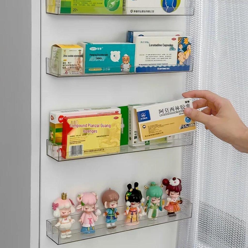 Прозрачный настенный многослойный ящик и полка для хранения лекарств