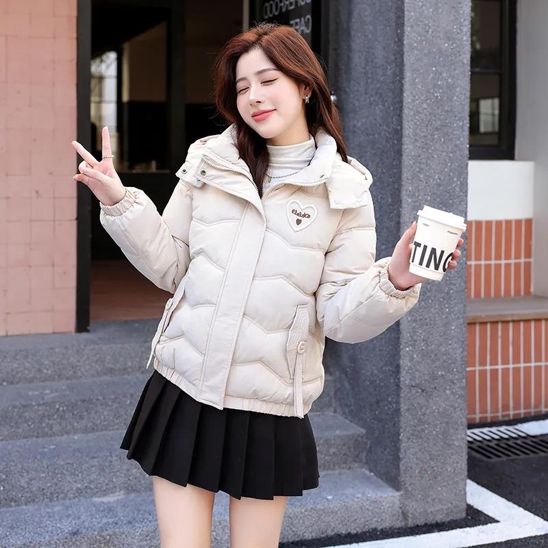 New Winter Hooded Down Cotton-Padded Jacket Women's Loose All-Match Thicken Warm Parkas Short Coat Female Casual Ladies Tops