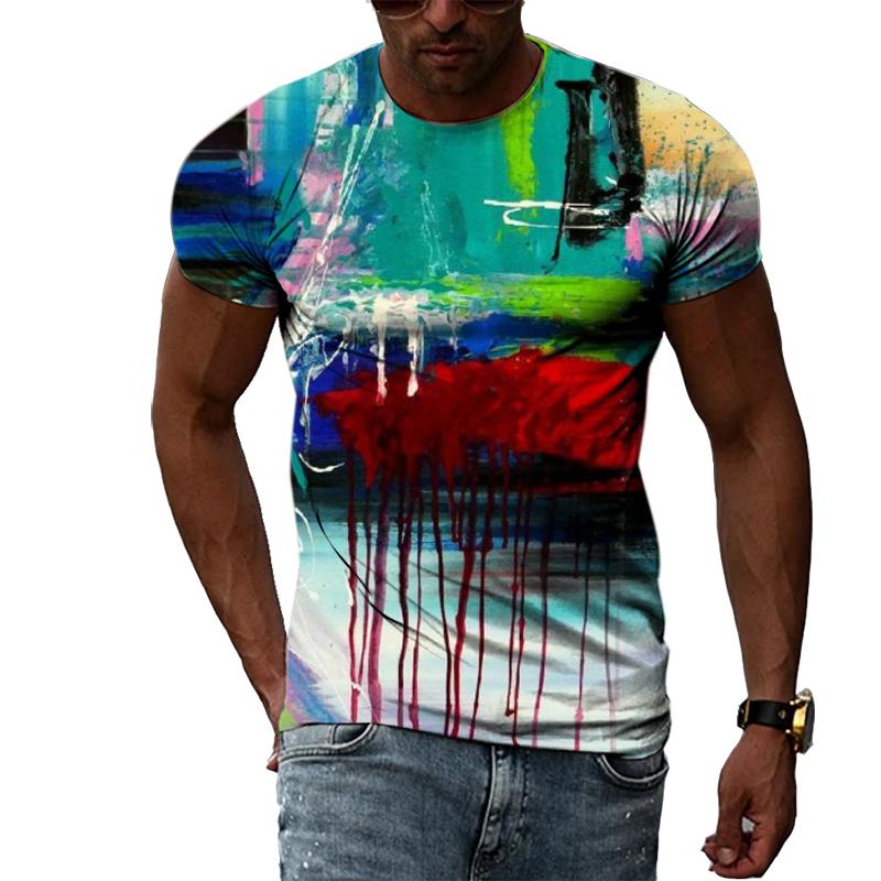 Индивидуальная футболка с 3D-принтом граффити для мужчин, одежда, летняя повседневная креативная трендовая футболка с круглым вырезом, большие футболки с короткими рукавами, топы, мужская одежда