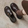 Women British Retro Brown Small Leather Shoes Women's Single Shoes Platform Loafers