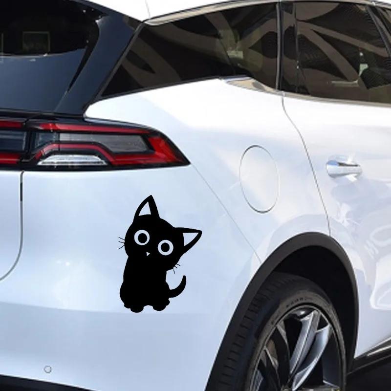 Забавная виниловая наклейка, милый мультяшный котенок, домашний кот, декор окна автомобиля, наклейка