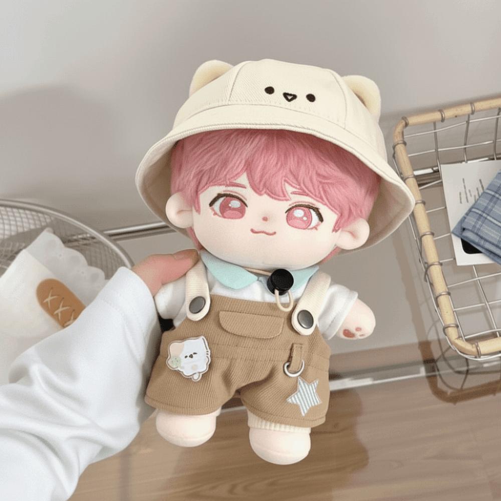 1 set Cartoon Overalls 20cm Cotton Doll Clothes Bear Hat Plush Doll Clothes Doll Accessories