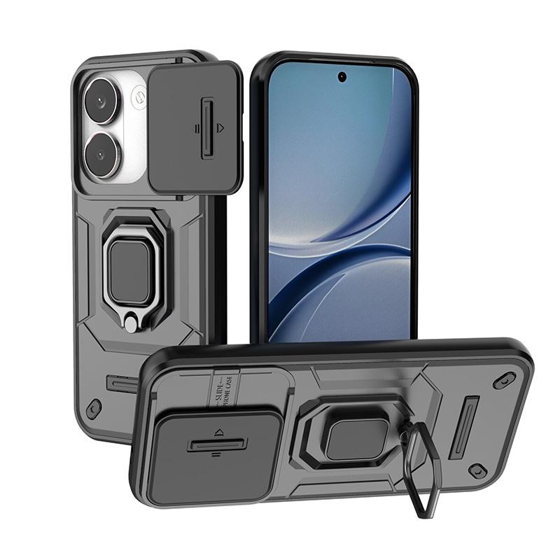 Чехол для Poco X8 Pro со шторкой-окном, чехол-бампер Poco X8 Pro с кольцом-держателем Battle Ring, чехол для телефона Poco X8 Pro с защитой камеры