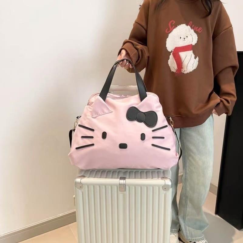 Hello Kitty Travel Bag Large Capacity Lightweight Fabric For Casual Trips And Storage