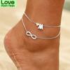 Boho Initial Anklet Heart Infinity Silver Color Ankle Bracelet On Leg Chain 26 Letter Anklets For Women Ankle Beach Foot Jewelry