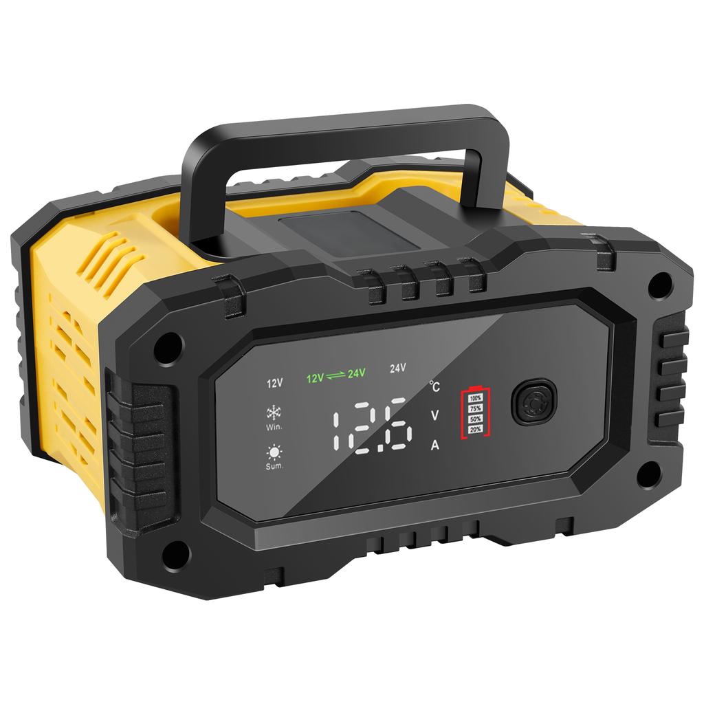 Car Battery Charger with Temperature Compensation LCD Display Automotive Charger Portable Battery Maintainer Trickle Charger