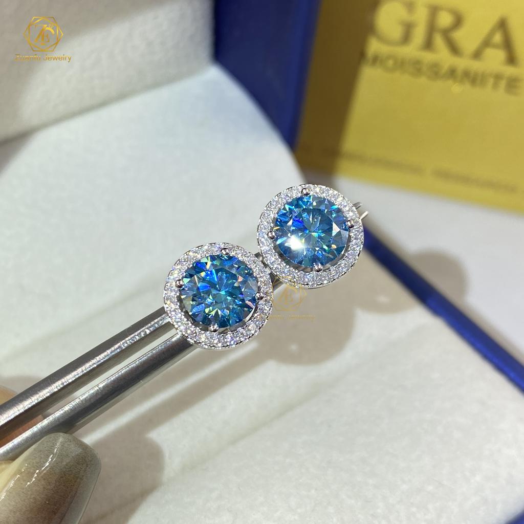 Серьги-гвоздики из стерлингового серебра 925 пробы, Fine Jewelry, 1 карат, желтый, красный, розовый, синий муассанит, бриллиантовая серьга, подарок на помолвку