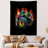 Flaming Monster Truck Graphic Design Patterned Tapestry Decorative Wall Hanging, Home Bedroom Living Room Decor