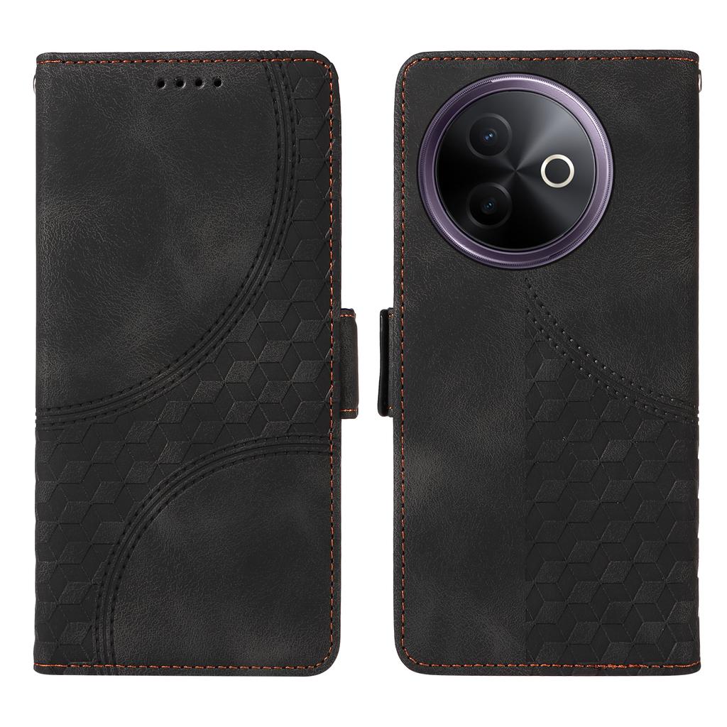 For vivo Y300i 5G/vivo Y39 5G Leather Cases Wallet Rhombus Imprinted Phone Cover Stand with Strap