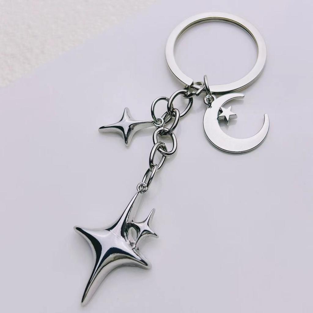 New Star Moon Keychain Pendant, Couple Bag Pendant, Cute Backpack Accessory.