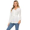 Summer Sexy Fashion Casual V Neck Tie Waist Long Sleeve Shirt Long Sleeve Cool Top