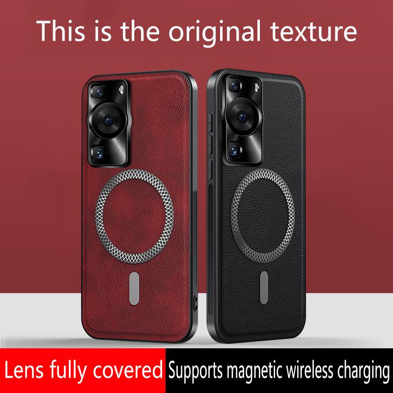 Для Huawei P60 Pura 60 Чехол Магнитный Элегантный Кожа Износостойкий Объектив Полностью Закрыт Нескользящий Захват Защита Края Чехол