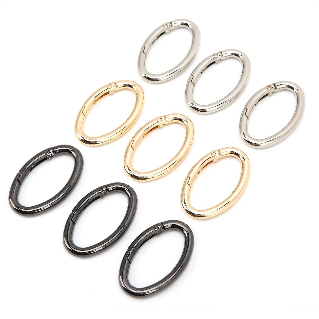 9Pcs Spring Ring Buckle 0?Shaped Oval Open Bag Chain Hardware DIY Accessories 3 ColorsM