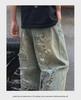 Nostalgic Color 2024 Men's Wide-Leg Graffiti Design Jeans - Spring/Autumn Fashion