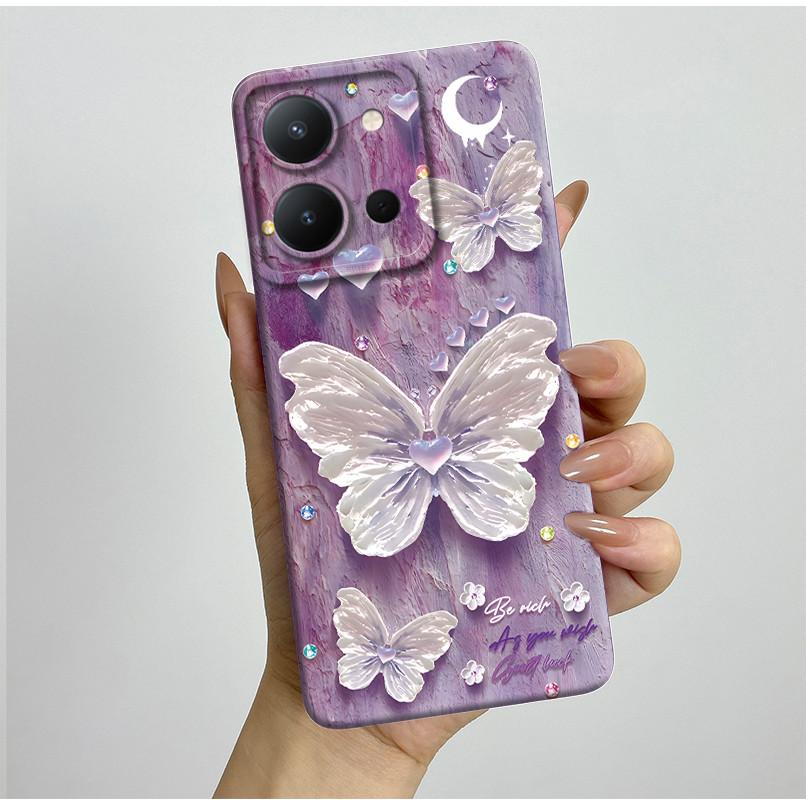 For Vivo Y36 4G Case Pretty Butterfly Flowers Liquid Antifouling Protective Anti-drop Phone Cover For VIVO Y36 Shockproof Funda