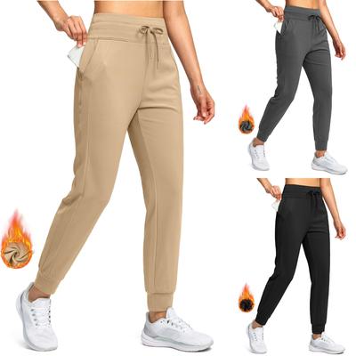 Женские эластичные брюки с высокой талией, повседневные активные брюки с широкими штанинами и длинными брюками, брюки с карманами