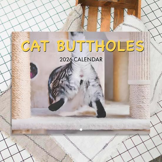 2026 Cat Buttholes Calendar 2026 Funny Cat 12 Monthly Wall Calendar Jan To Dec High-Definition Cat Photography