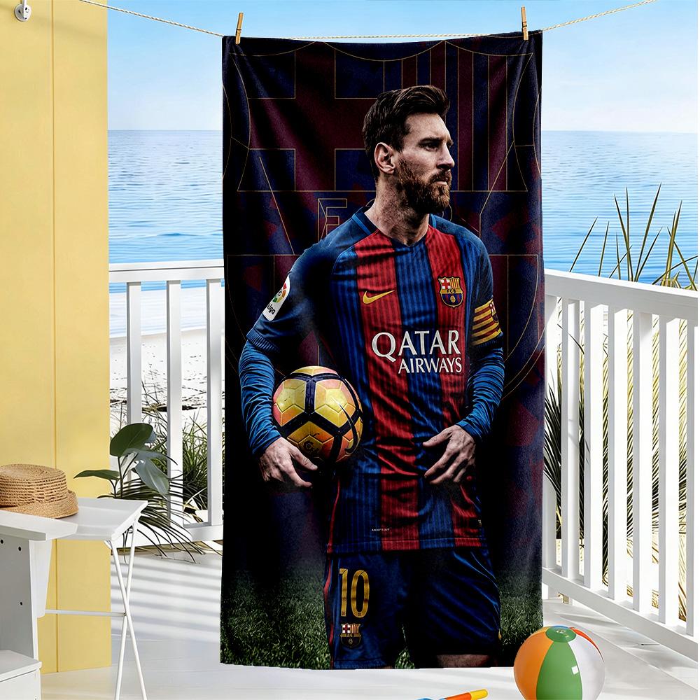 Asciugamano da Spiaggia Messi Super Morbido Microfibra Tessuto Quickdry Confortevole Leggero Portatile per Nuoto, Spiaggia, Campeggio, Viaggio, Accessori da Spiaggia, Palestra