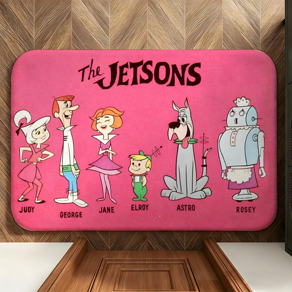 Cartoon T-The J-Jetsons Floor Mat Soft Flannel Floor Mat Suitable for Entryways, Living Rooms, Bedrooms, and Bathrooms