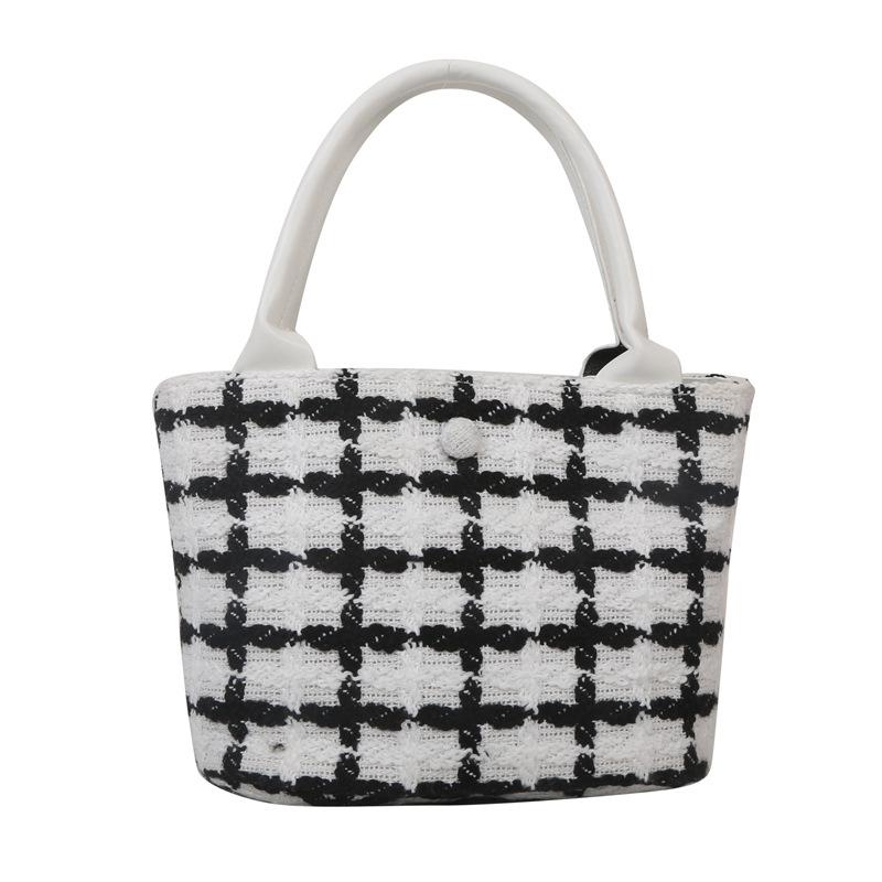 Small Bag Women's 2024 Spring New Nylon Bag Fashion Korean Version Trendy Plaid Large-capacity Shopping Bag Handbag