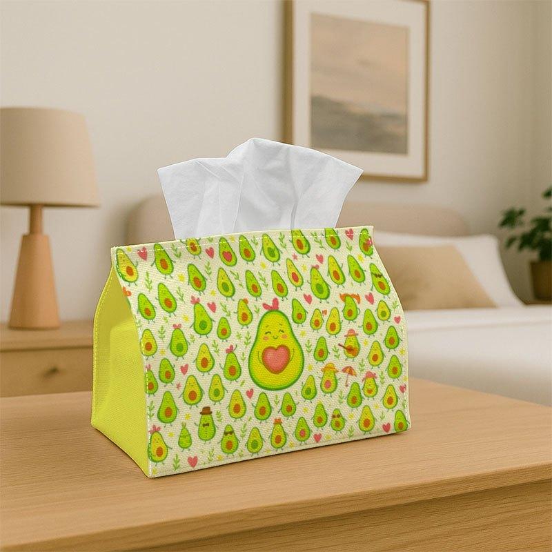 1pc Avocado-Shaped Tissue Box Holder - Cute Fruit Design with Green Avocados, Multifunctional Fabric Napkin Organizer Suitable for Kitchen And Dining