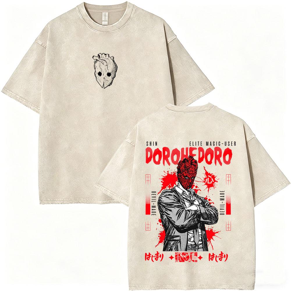 Anime Dorohedoro Kai En Vintage Washed T-shirt Cool ga Oversized T-shirts 's Clothing Gothic Horror Tee Shirt