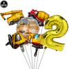 Excavator Vehicle Gold Black Digital Balloon Set For Boys Dump Truck Engineering Kids Construction Theme Birthday Party Supplies