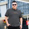 Летняя мужская футболка больших размеров с короткими рукавами и круглым вырезом, свободная модная полосатая футболка, топы большого размера