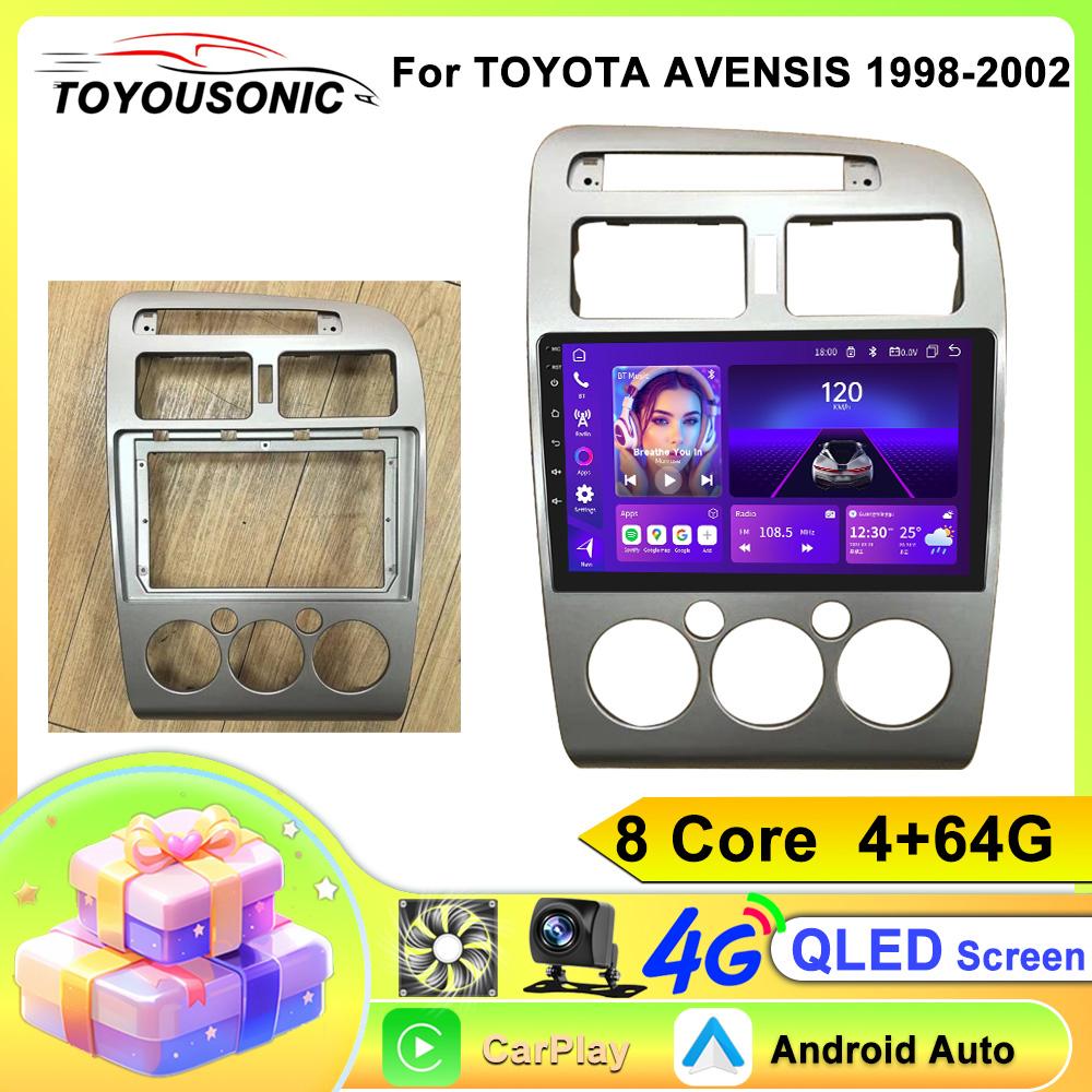 Автомобильное радио TOYOUSONIC для TOYOTA AVENSIS 1998-2002 Универсальный мультимедийный проигрыватель 8 ядер Carplay Android Auto 4G стерео 2 Din Android головное устройство