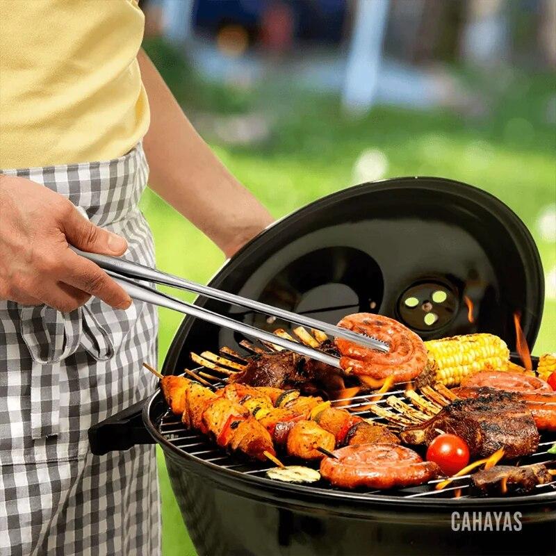 Щипцы для гриля, щипцы для еды из нержавеющей стали, кухонная утварь для барбекю, щипцы, серебряные нескользящие щипцы, принадлежности для кемпинга, кухонные щипцы