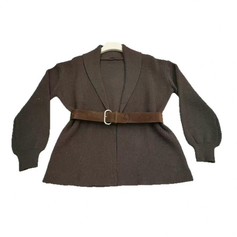 Belted Waist Knit Cardigan Sweater Coat Slim Fit Long Sleeve Fall Top