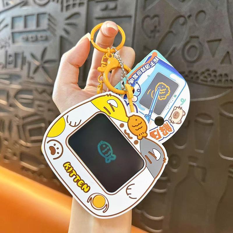 New Mini Cat Dog Animal Graffiti Board Keychain Cute Student Schoolbag Pendant Keyring Can Be Clearing Diy Painting Keychain Toy