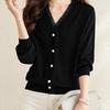 V-neck Long-sleeved Top Women's New Autumn Loose T-shirt Lace Knitted Bottoming Shirt with Temperament Shirt Inside
