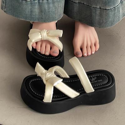 Балетки Женские Тапочки Бант Платформа Дизайнерская Обувь Платье Лето Женские Сандалии 2025 Повседневные Шлепанцы Роскошные Zapatos Mujer