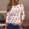 3/4 Length Sleeve Womens Tops Floral Print Vintage Fashion Casual Loose With Round Neck Plus Size Shirts