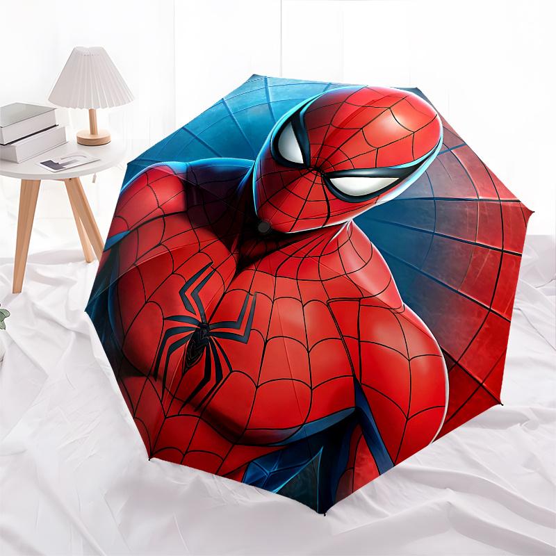 1 Auto Open Spider-Man, Web-Slinger Themed Colorful 8-rib Portable Umbrella for Men and Women, A Compact Commuting Companion Suitable for Da