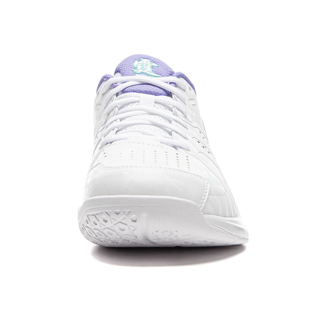 Li Ning резиновые мягкие эластичные удобные нескользящие износостойкие дышащие легкие низкие туфли для бадминтона унисекс белые фиолетовые AYZU017-1