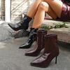 Осень и зима новые остроносые короткие ботинки женские французская мода тонкие ботинки высокое качество лакированная кожа высокие ботинки модная женская обувь