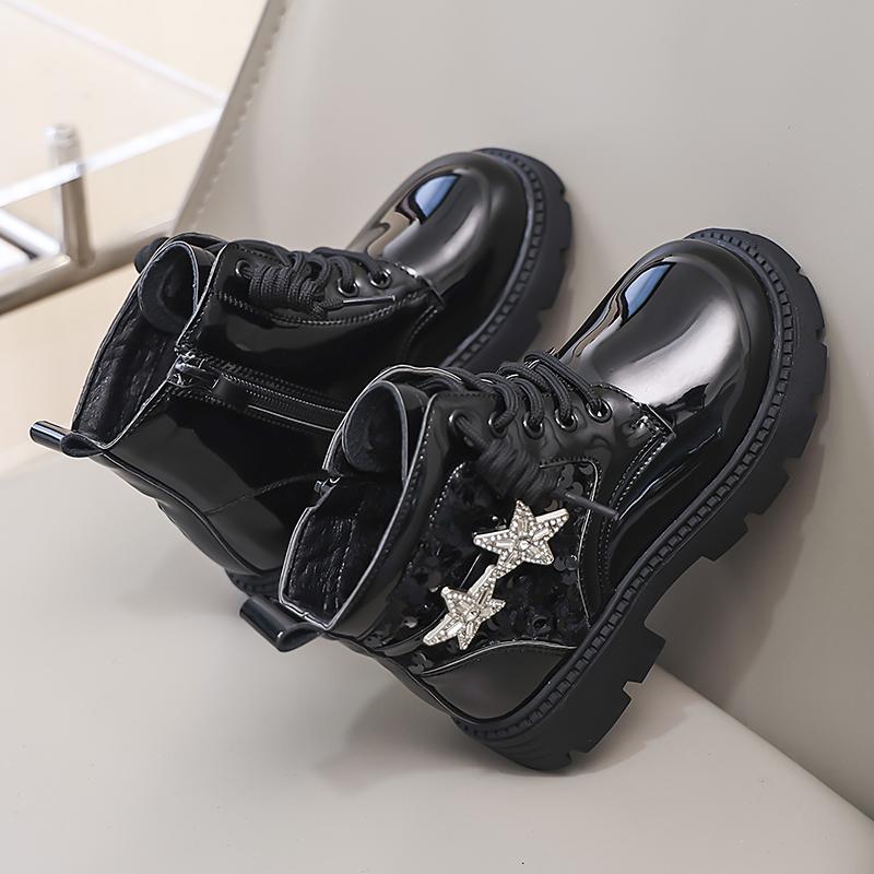 Winter Girls Sequins Boots Luxury Versatile Children Fashion Boots Black Silver Non-slip Kids Causal Ankle Cotton Boot Trend New