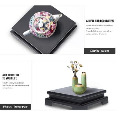 Подставка для вазы, Черная деревянная подставка-пьедестал, Подставки-пьедесталы для демонстрации, Деревянные подставки высотой 7,6 дюйма для вазы, чайного сервиза, Будды, камня, для столешницы на ферме, для кухни