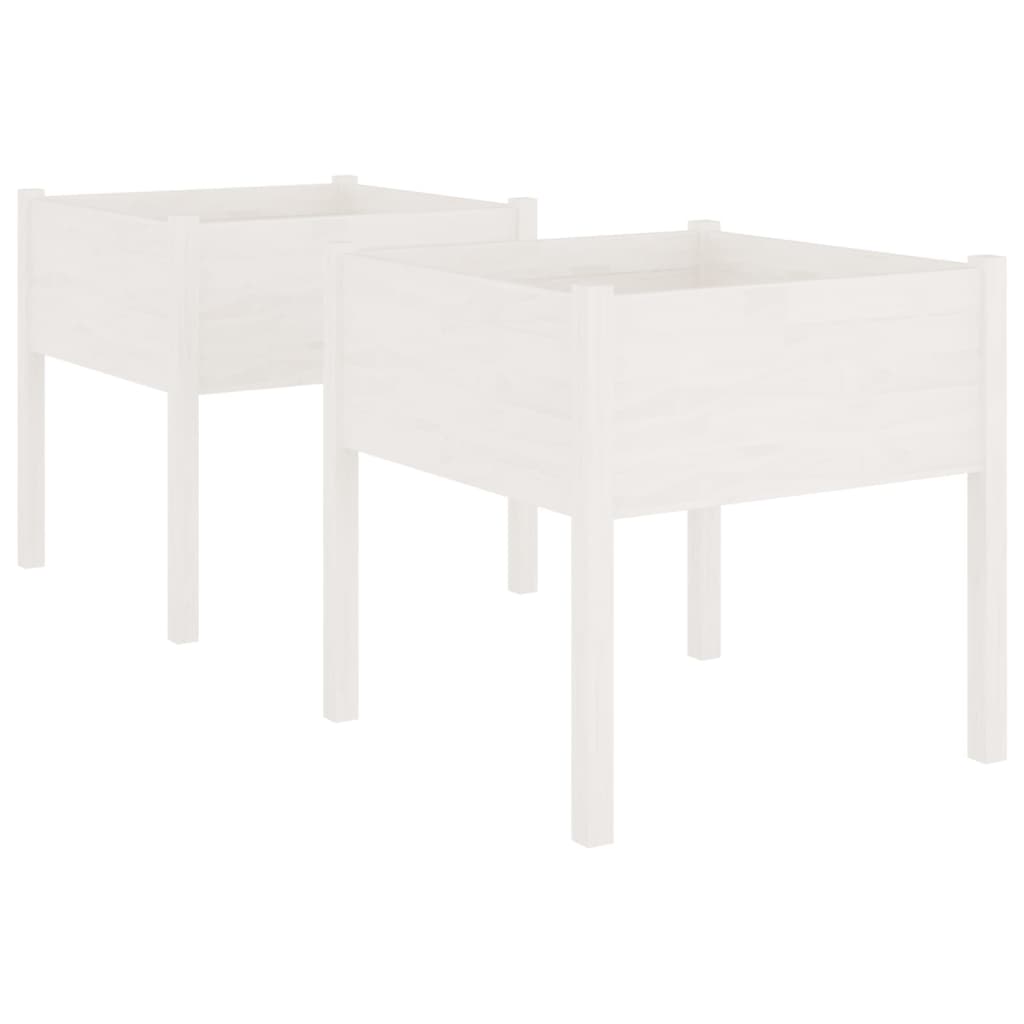 Planters 2 pcs White 70 x 70 x 70 cm Solid Pine Wood