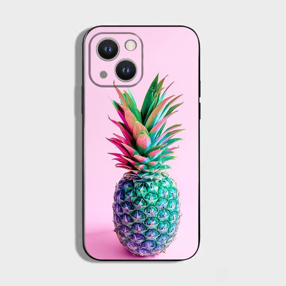 Summer pineapple Phone Case For iPhone 16,15,14,13,12,11 Plus,Pro Max,XS,X,XR,SE,Mini,8,7,Soft Silicone Black Cover