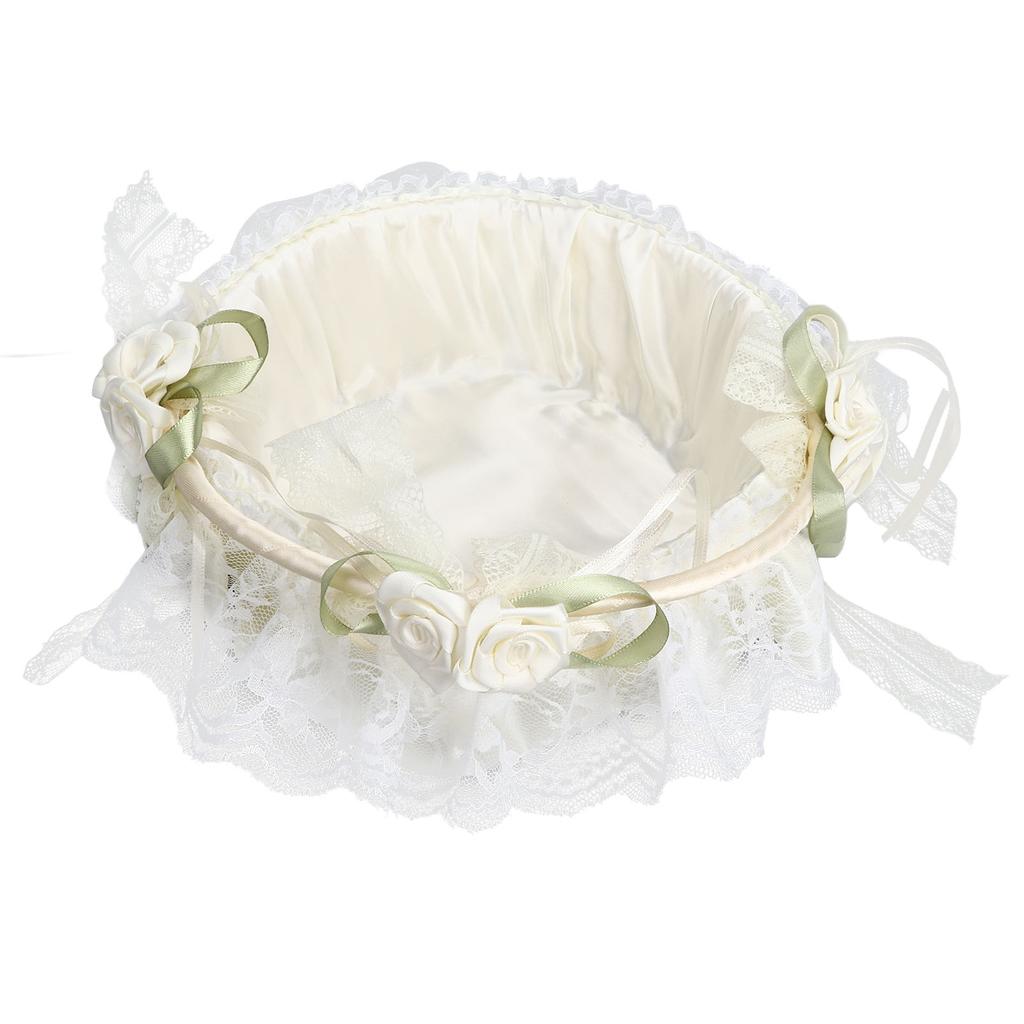 Wedding White Flower Basket Sufficient Capacity Lace Edge Elegant Romantic Flower Basket for