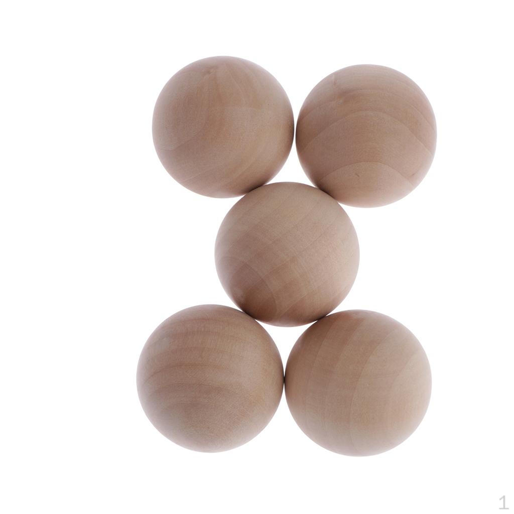 5 Piece Natural Beech Wooden Balls Beads No Hole Wood Accessories 50mm