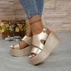 Spring and Summer Footwear Plus Size Sandals Soft-soled Flat-bottomed Round-headed Wedge-heeled Thick-soled Beach Women's Shoes