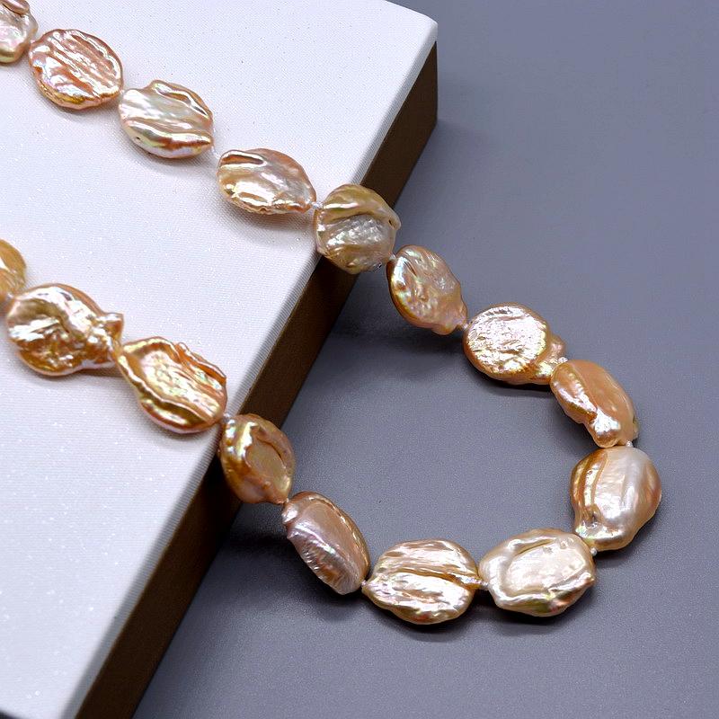 Натуральная розовая пресноводная жемчужина в стиле барокко, простая большая листовая форма, женское ожерелье ручной работы, свадебные украшения, украшения