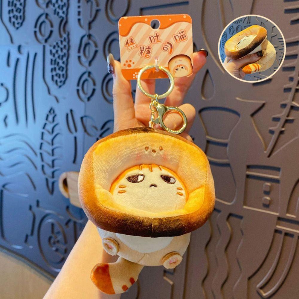 Брелок для ключей в виде карамельного кота в виде тоста, плюшевый брелок в виде кота тайяки, подвесной аксессуар