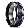 Fashion 8mm Black Brushed Titanium Stainless Steel Rings for Men Women Rose Gold Color Step Edge Men Rings Wedding Party Jewelry